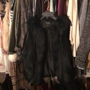 Top shop black faux fur vest from Nordstrom
